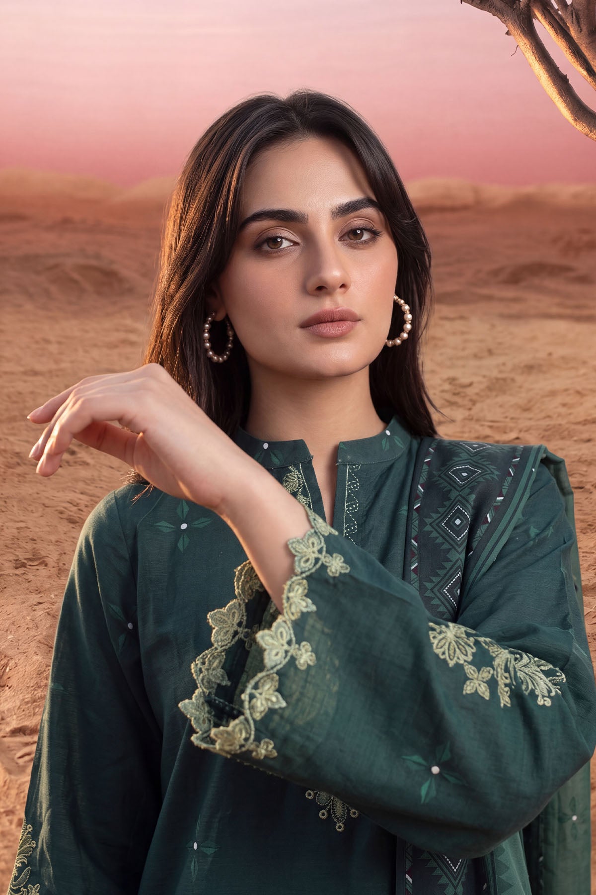Women 3 Piece Printed Embroidered Suit - LDS2278