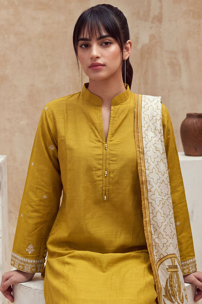 Women 3 Piece Solid Embroidered Suit - LDS2310