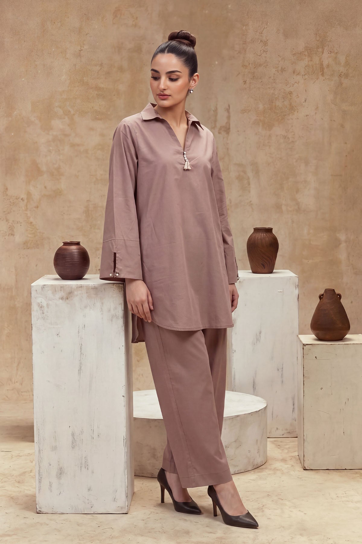 Women 2 Piece Solid Suit - LDS2312