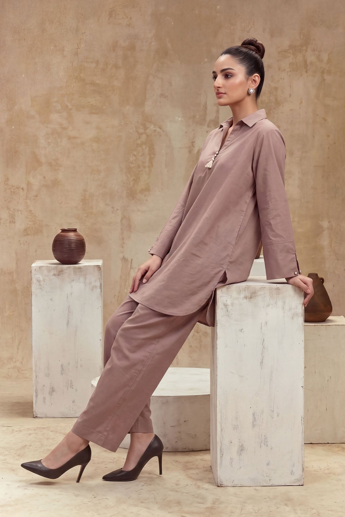 Women 2 Piece Solid Suit - LDS2312