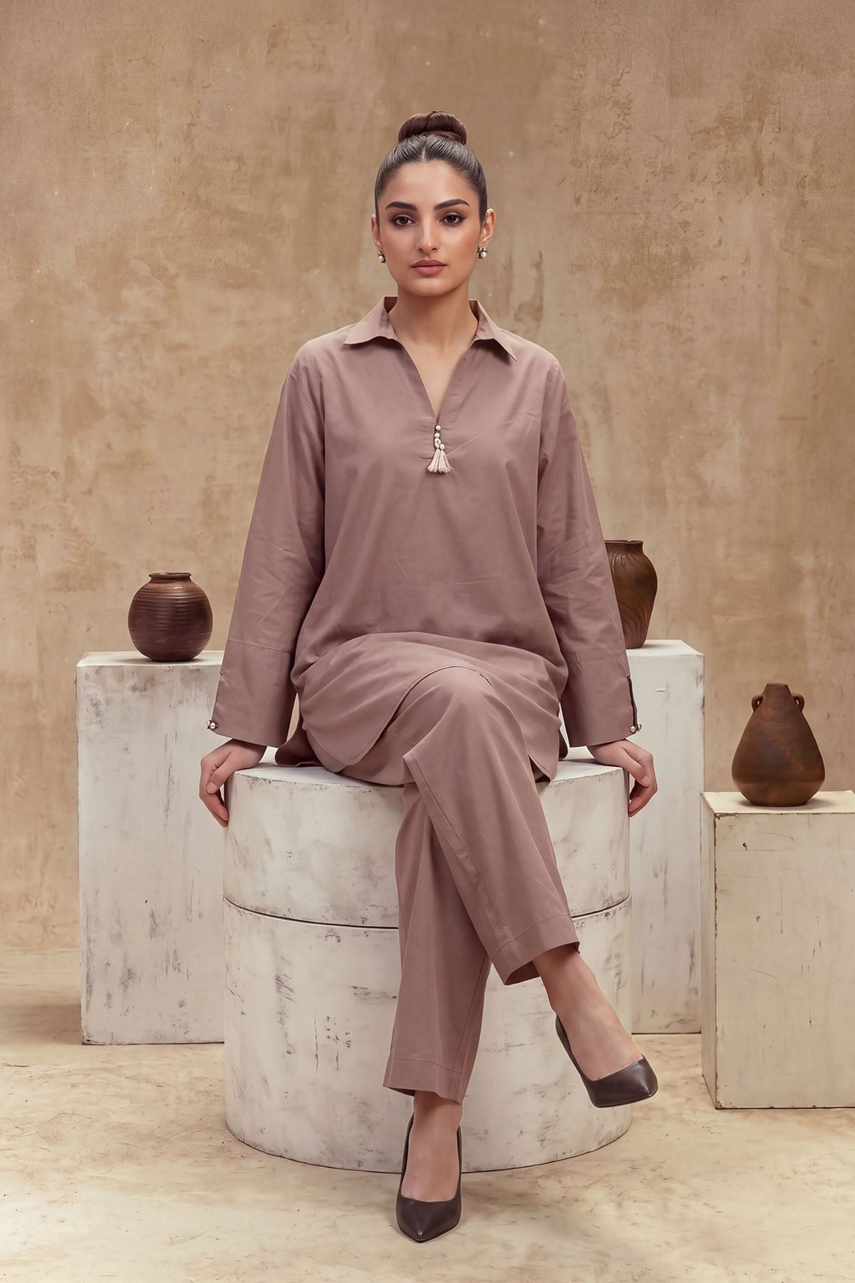 Women 2 Piece Solid Suit - LDS2312