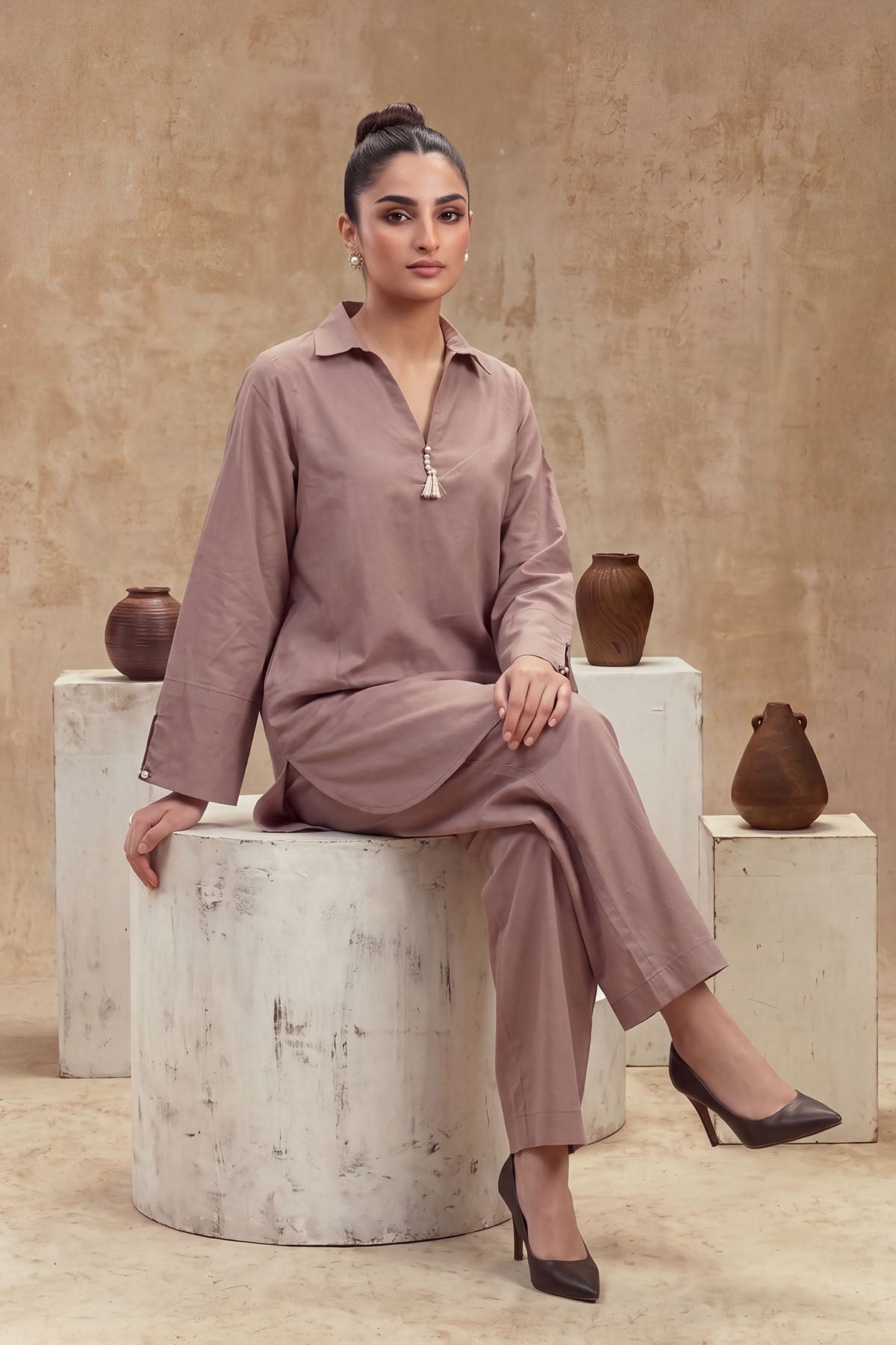 Women 2 Piece Solid Suit - LDS2312