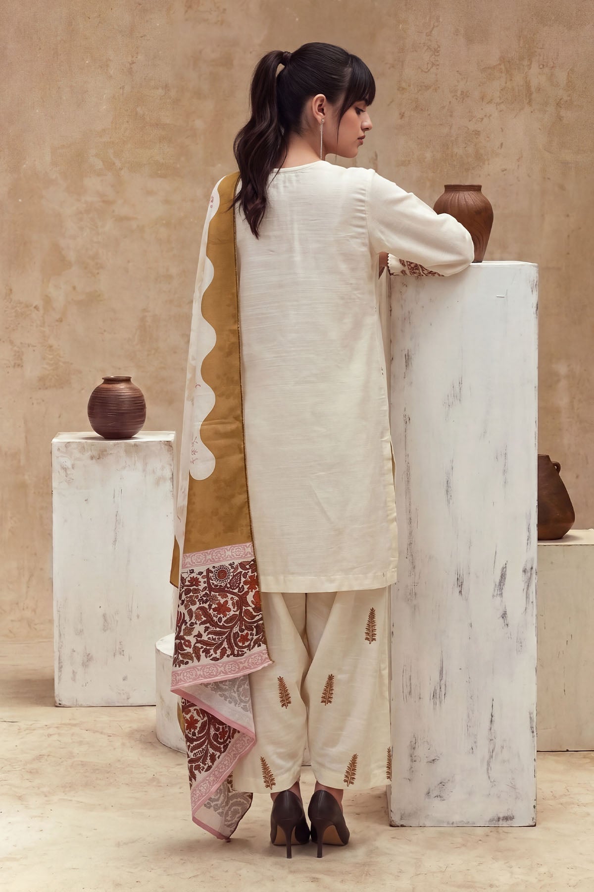Women 3 Piece Solid Embroidered Suit - LDS2315