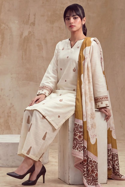 Women 3 Piece Solid Embroidered Suit - LDS2315