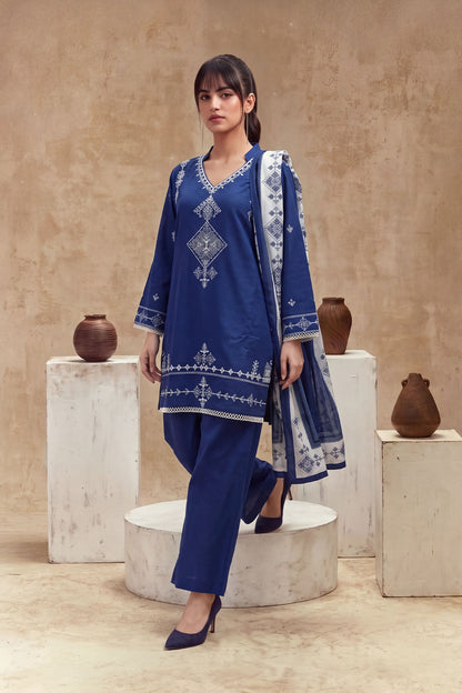 Women 3 Piece Solid Embroidered Suit - LDS2354