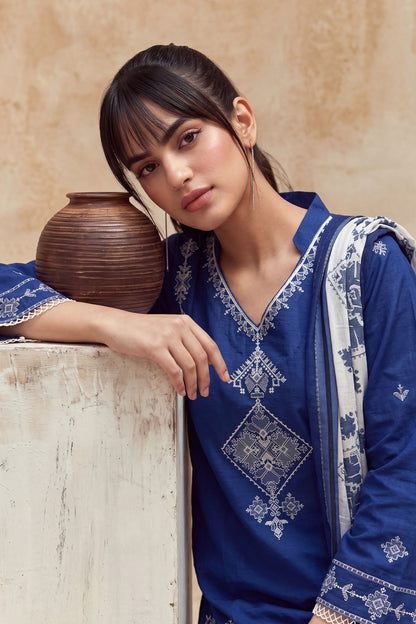 Women 3 Piece Solid Embroidered Suit - LDS2354