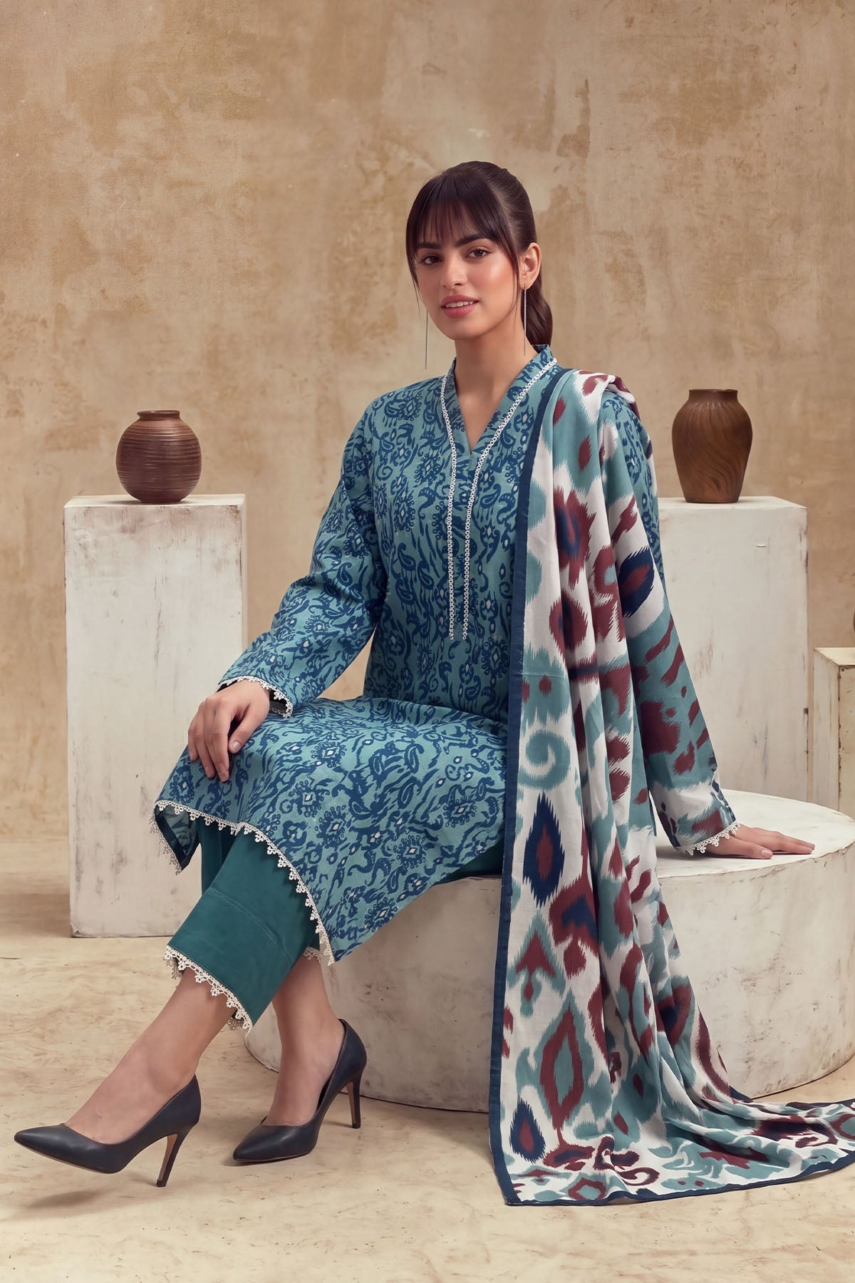 Women 3 Piece Printed Suit - LDS2356