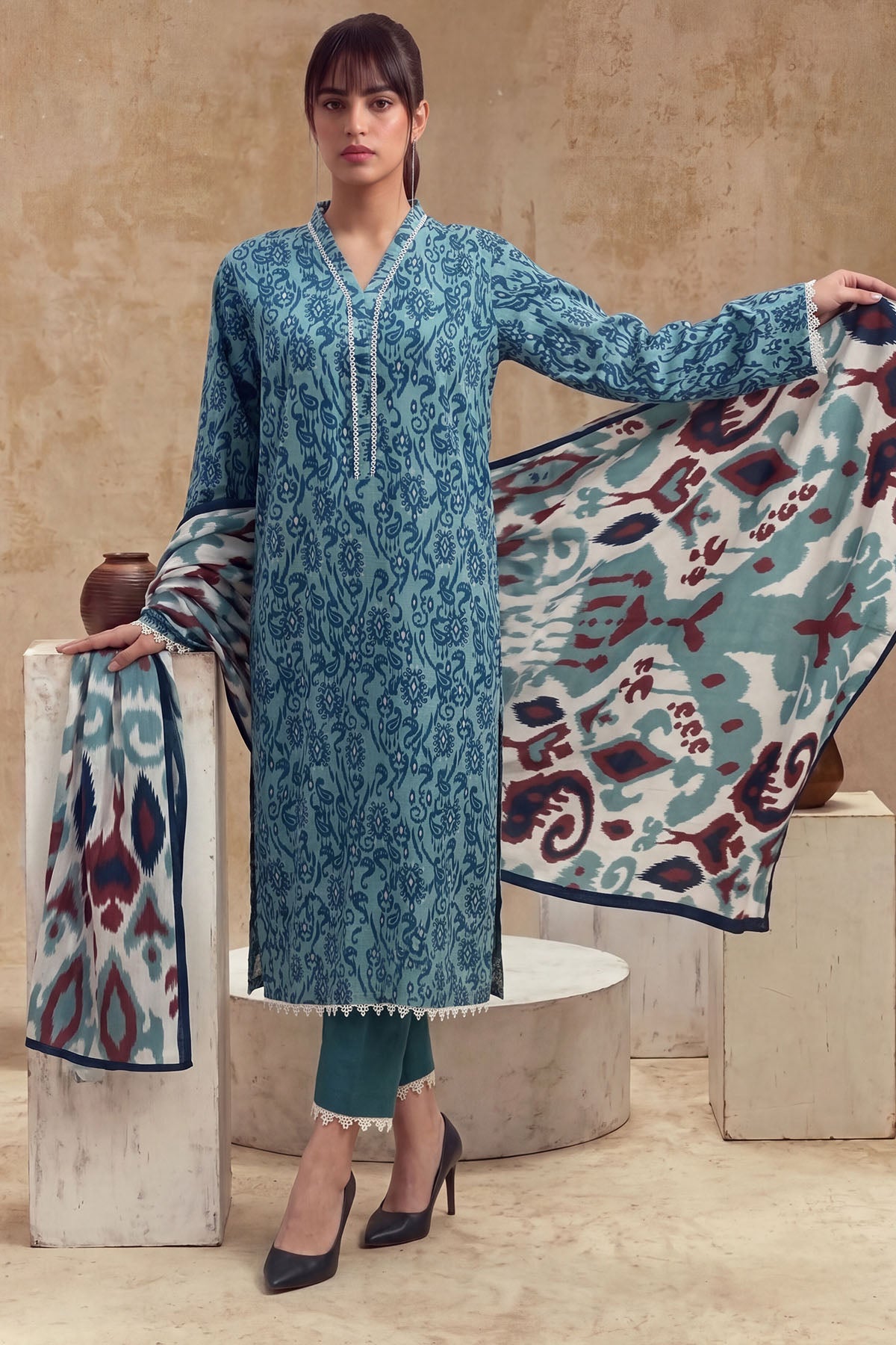 Women 3 Piece Printed Suit - LDS2356