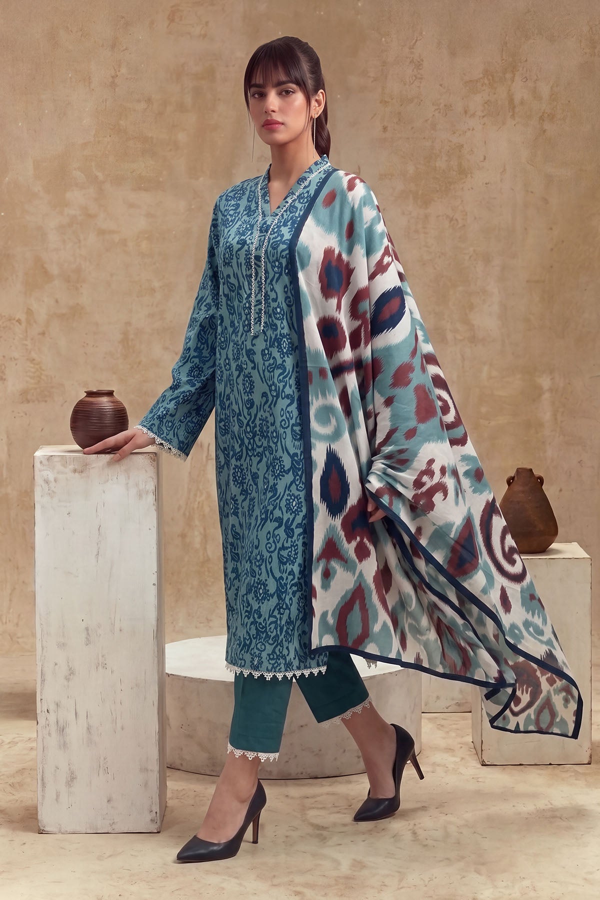 Women 3 Piece Printed Suit - LDS2356