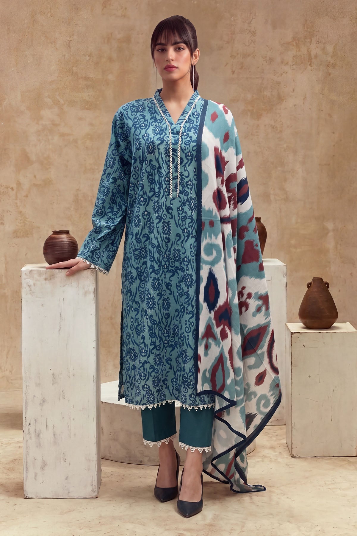 Women 3 Piece Printed Suit - LDS2356