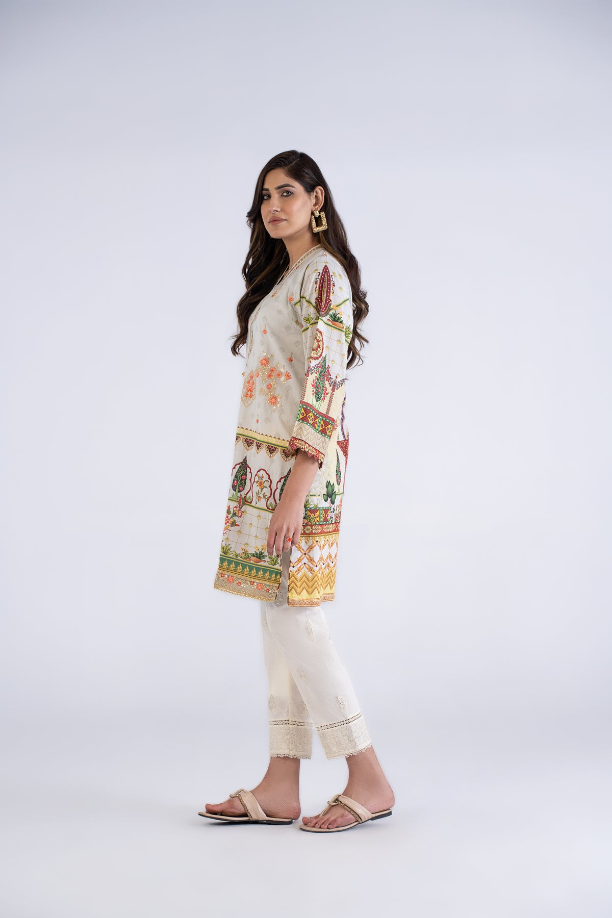 Women Printed Embroidered Shirt - LDS821