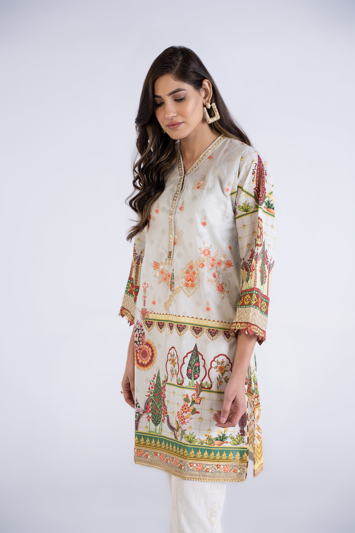 Women Printed Embroidered Shirt - LDS821