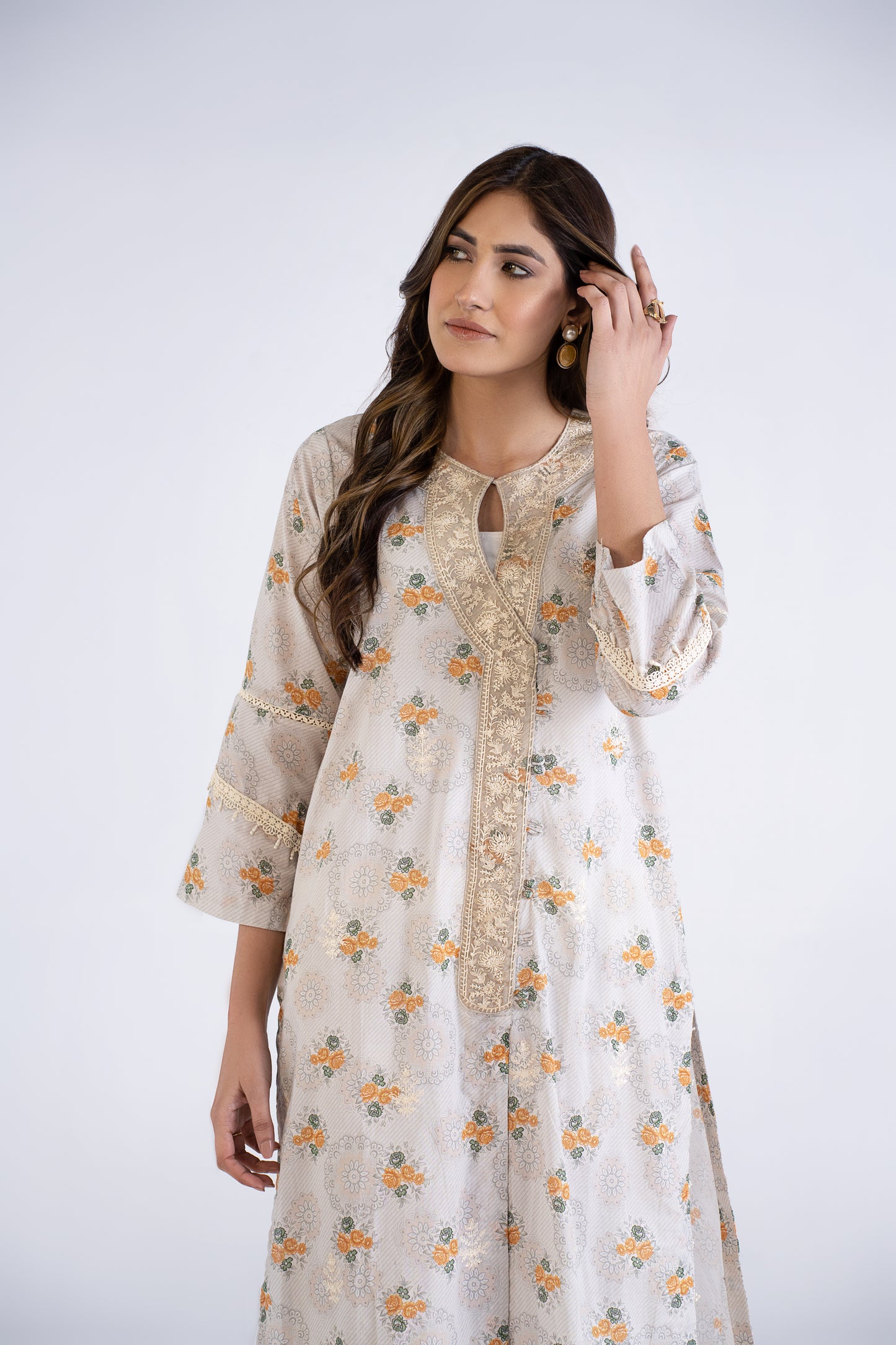Women Printed Embroidered Shirt - LDS822