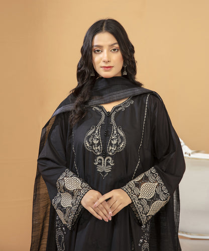 2PC Solid Embroidered Suit - LDS 905