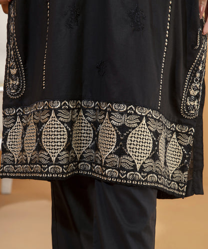 2PC Solid Embroidered Suit - LDS 905