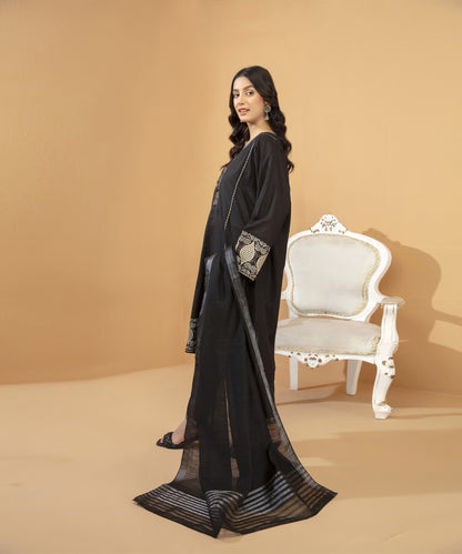 2PC Solid Embroidered Suit - LDS 905