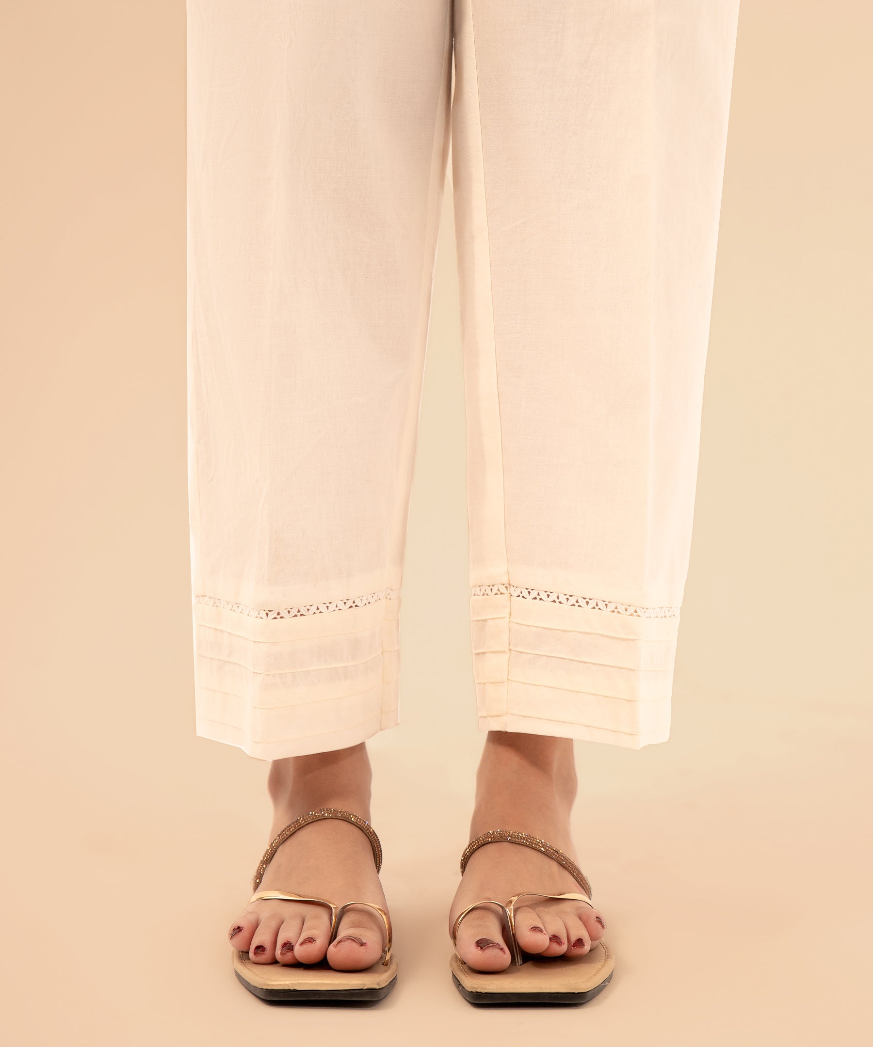 Embroidered Beige Trouser - LTE 440