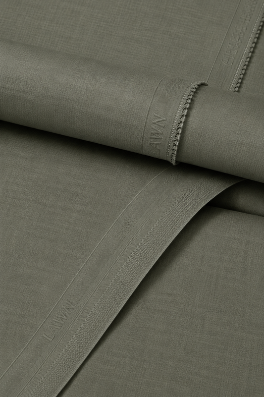 MUGHAL E AZAM | LAWN - OLIVE GREY