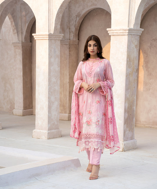 Women Printed Embroidered 3 Piece Suit - QUN616