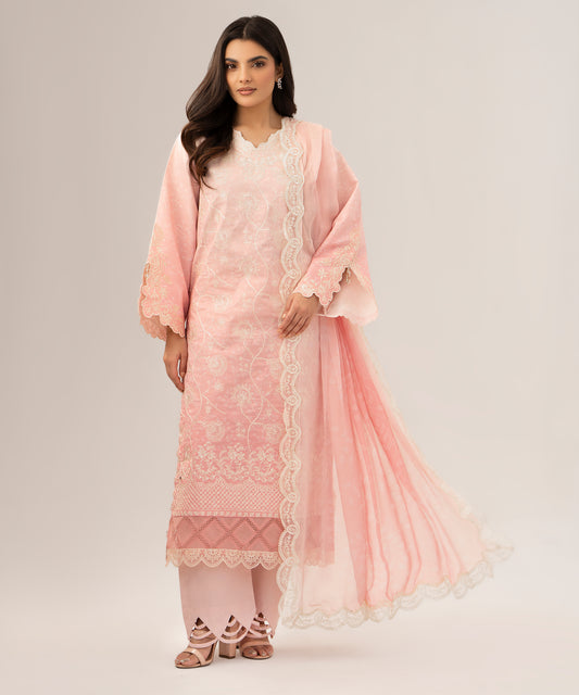 Women Printed Embroidered 3 Piece Suit - QUN073