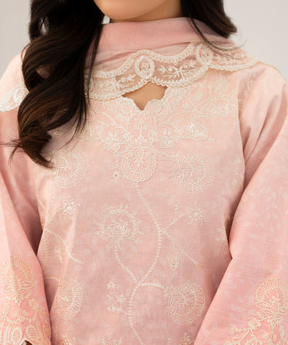 Women Printed Embroidered 3 Piece Suit - QUN073