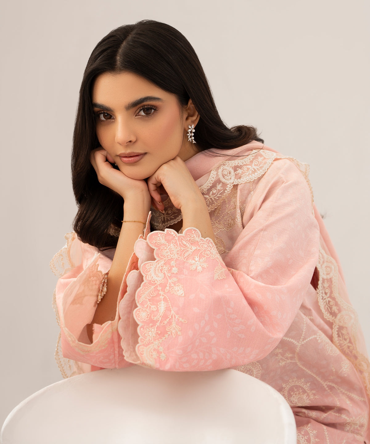 Women Printed Embroidered 3 Piece Suit - QUN073