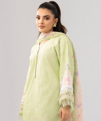 Women Printed Embroidered 3 Piece Suit - QUN077