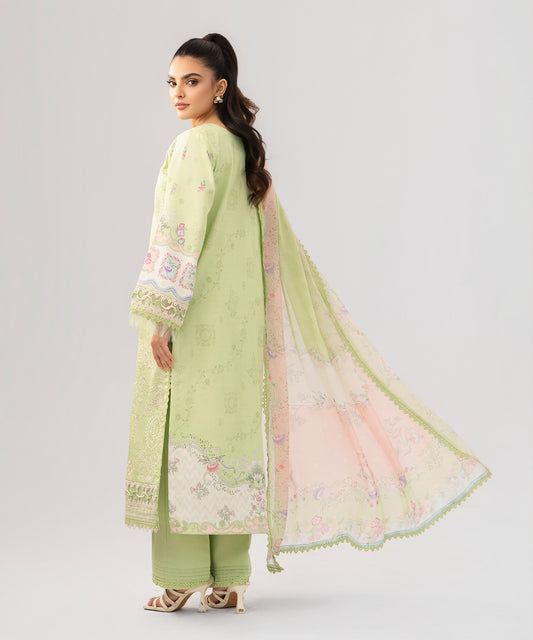 Women Printed Embroidered 3 Piece Suit - QUN077