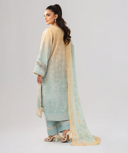 Women Printed Embroidered 3 Piece Suit - QUN074