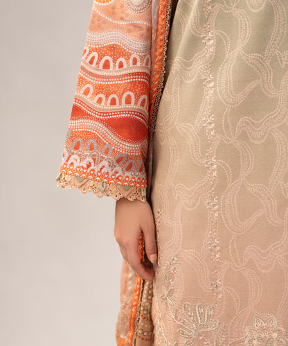 Women Printed Embroidered 3 Piece Suit - QUN078