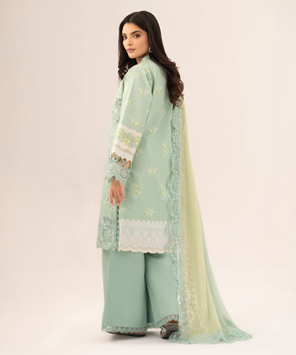 Women Printed Embroidered 3 Piece Suit - QUN079