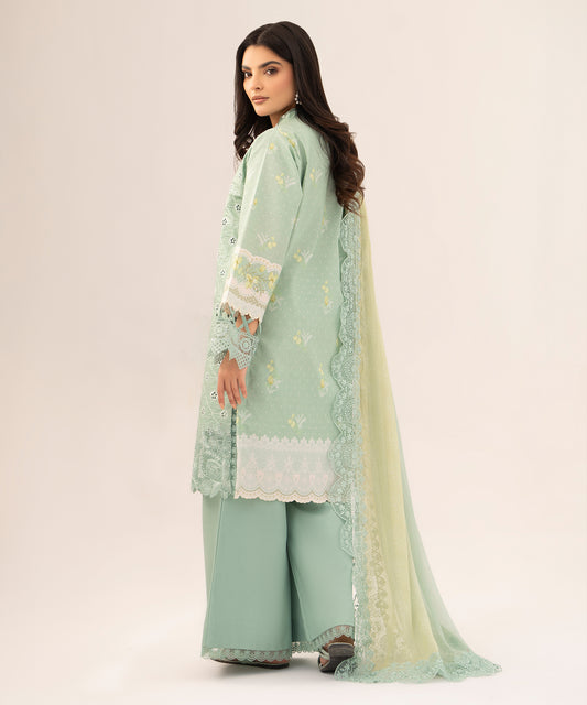 Women Printed Embroidered 3 Piece Suit - QUN079