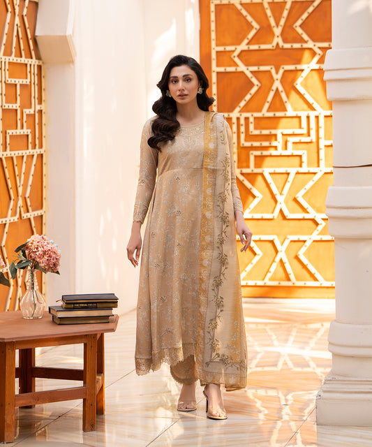 Women Printed Embroidered 3 Piece Suit - QUN070