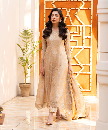 Women Printed Embroidered 3 Piece Suit - QUN070