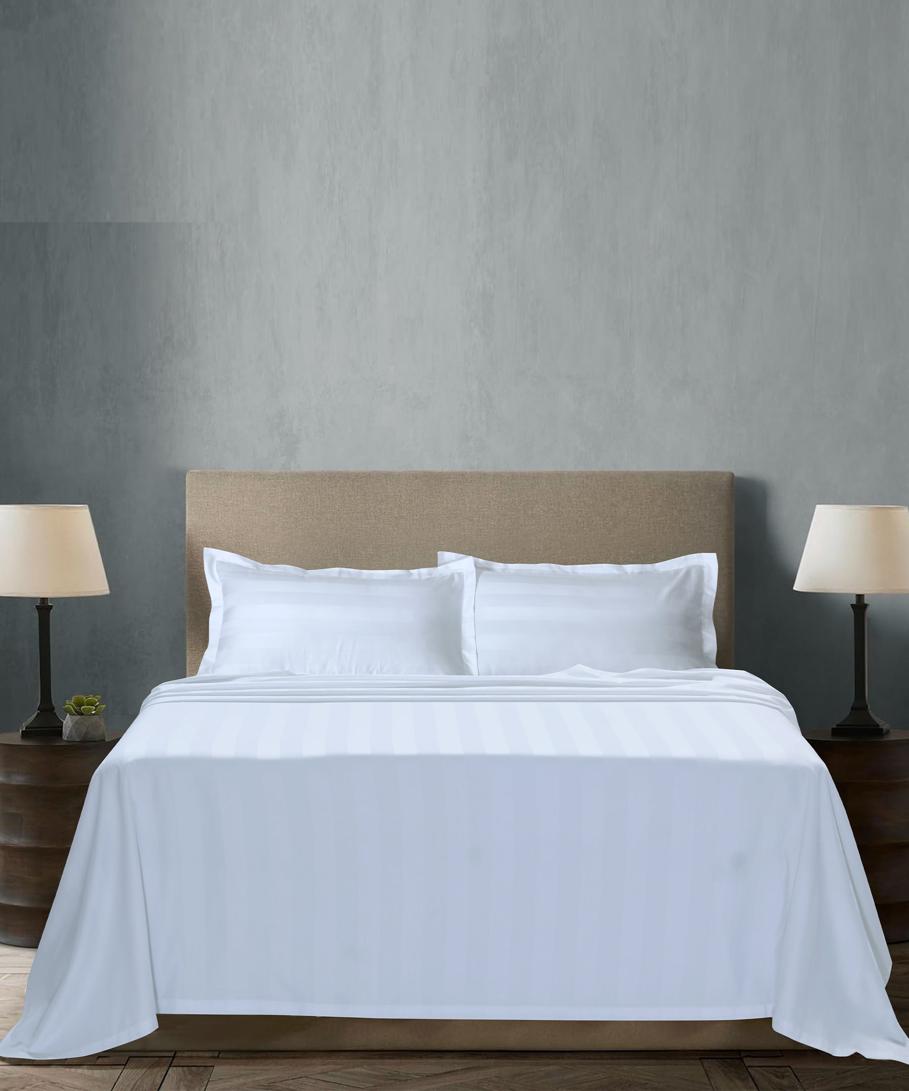 Stripe Satin Bedsheet Set 25 - (Hotel Collection)