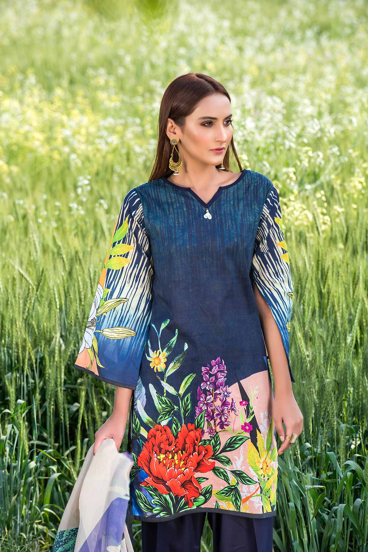 Women 4 Piece Printed Suit -SD1956