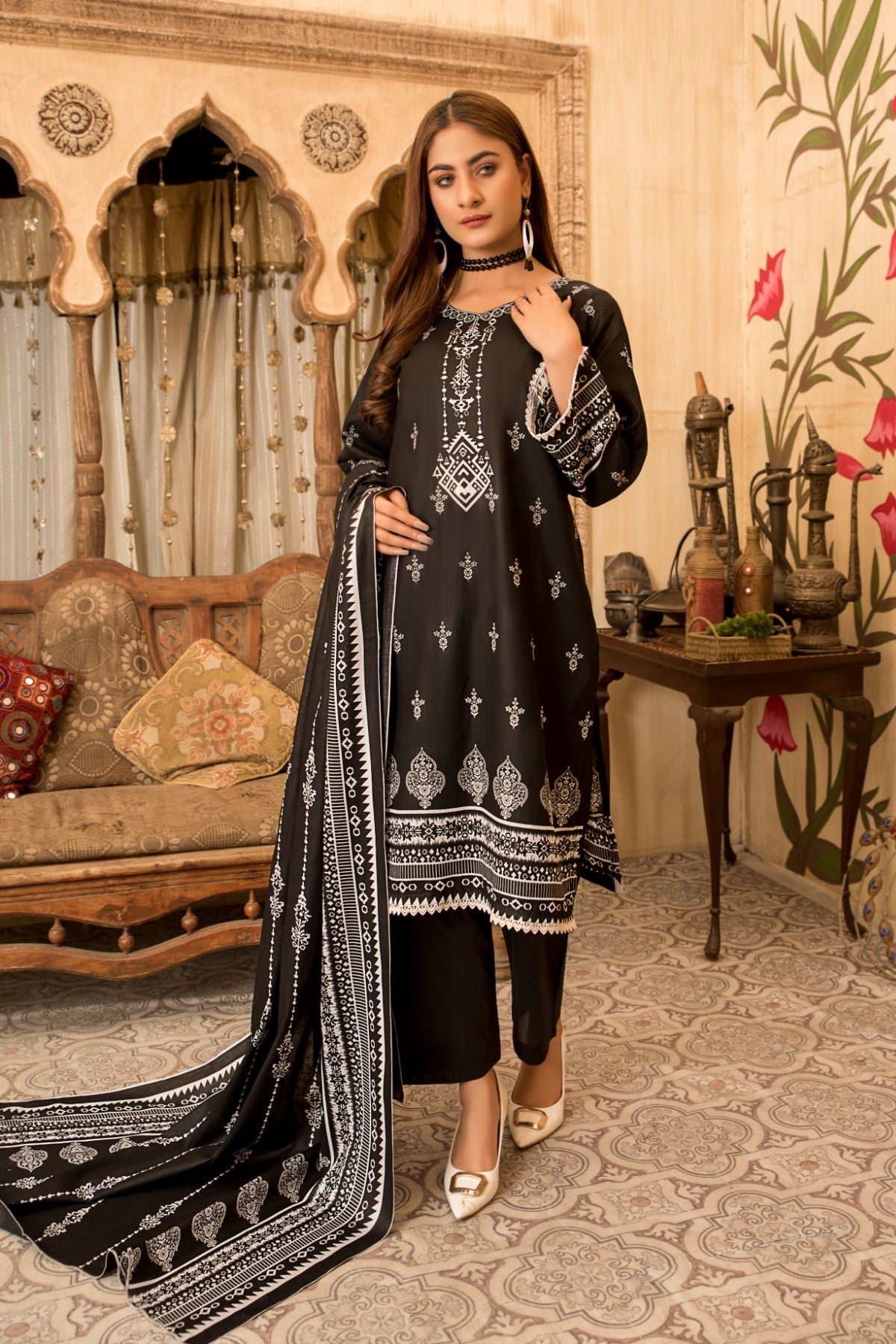Women 4 Piece Printed Suit -SDL156