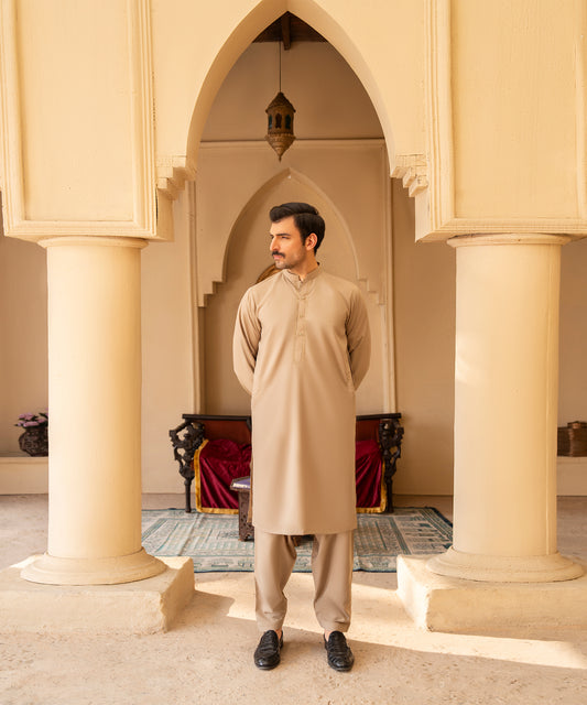 Toyo Bo Embroidered Suit  Blush Green Men's Unstitched