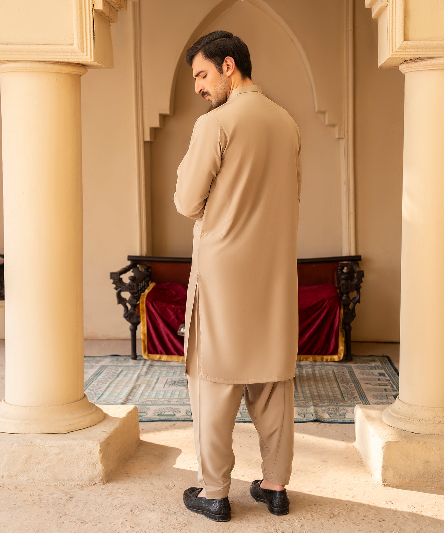 Toyo Bo Embroidered Suit  Blush Green Men's Unstitched