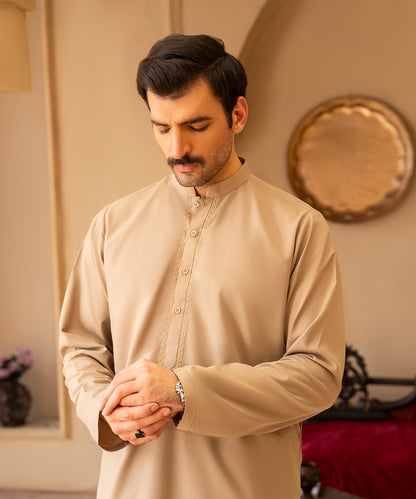Toyo Bo Embroidered Suit  Blush Green Men's Unstitched