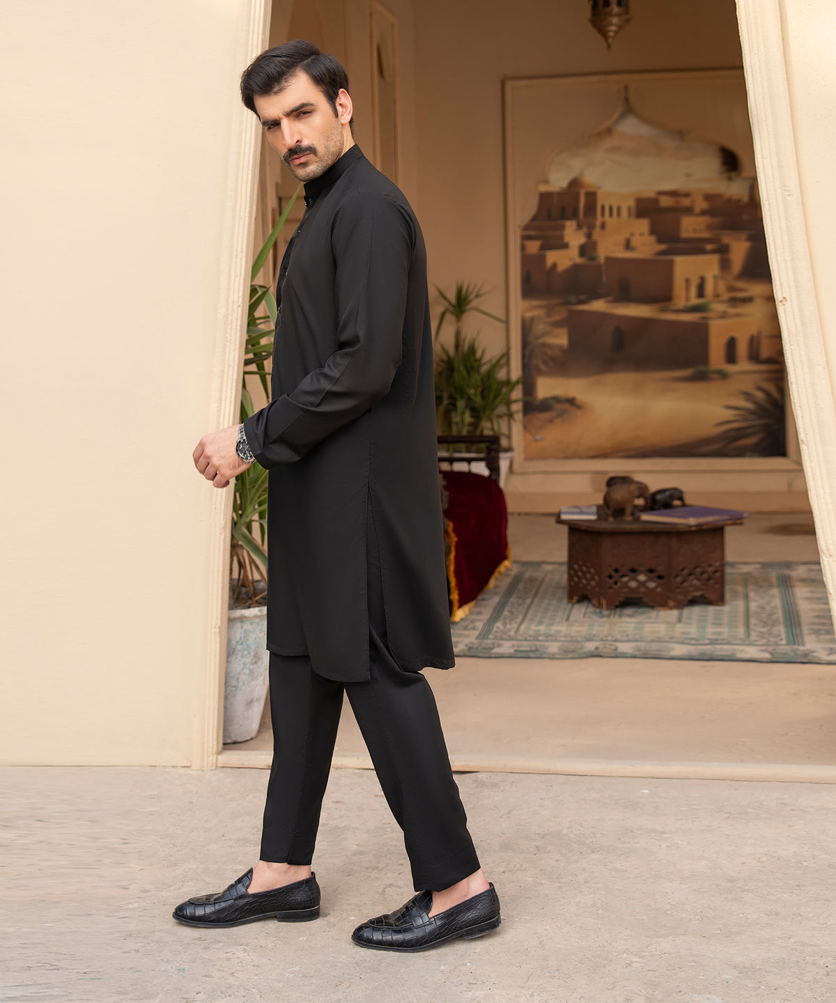 Toyo Bo Embroidered Suit Black - Men's Unstitched
