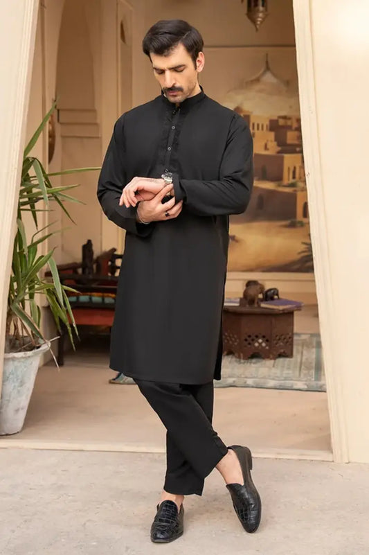 Toyo Bo Embroidered Suit Black - Men's Unstitched