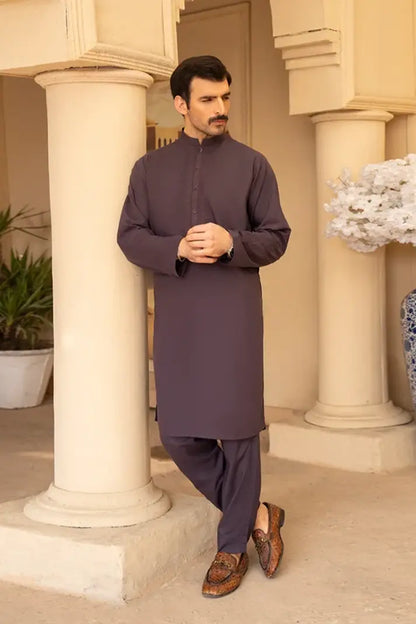Toyo Bo Embroidered Suit Light Brown Men's Unstitched