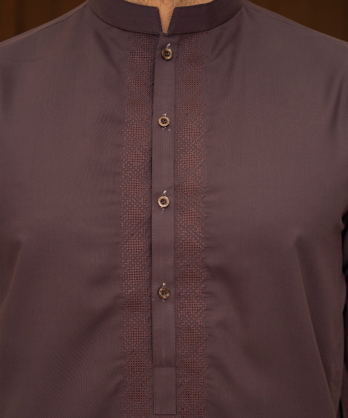 Toyo Bo Embroidered Suit Light Brown Men's Unstitched
