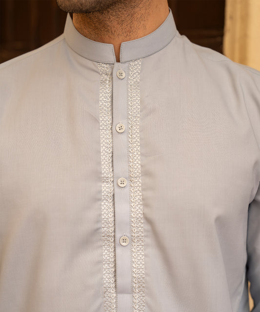 Toyo Bo Embroidered Suit Light Blue Men's Unstitched