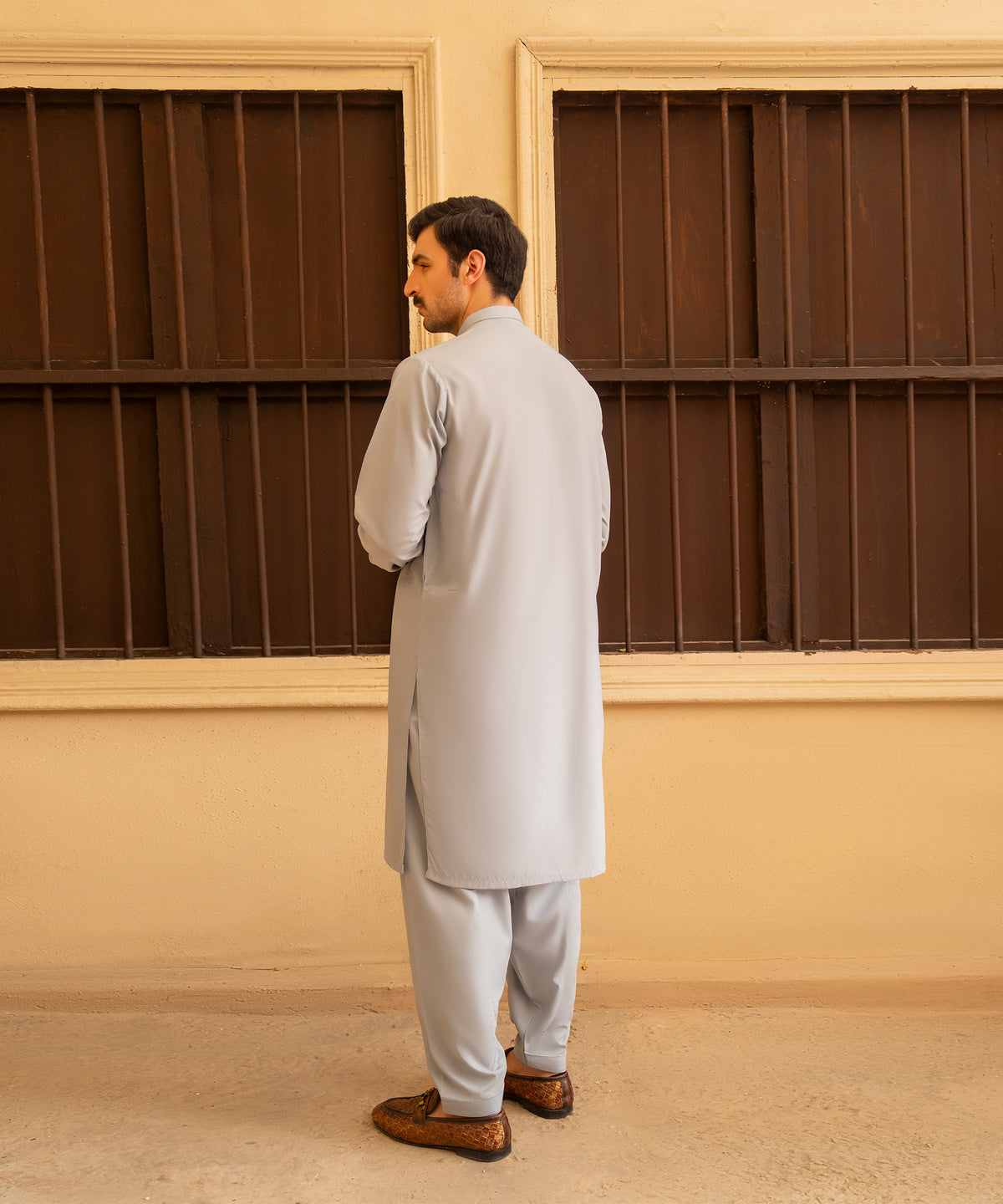 Toyo Bo Embroidered Suit Light Blue Men's Unstitched