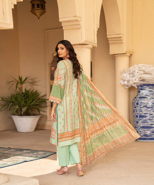 Women Printed Embroidered 3 Piece Suit - UDE185