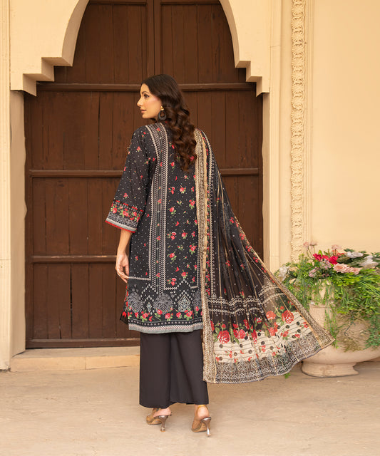 Women Printed Embroidered 3 Piece Suit - UDE186