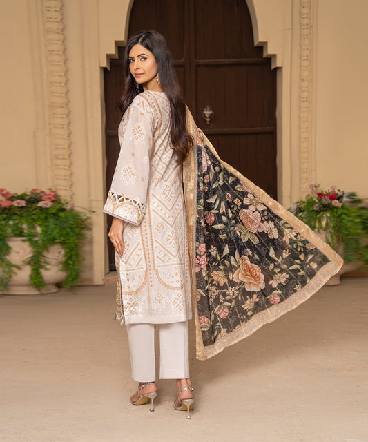 Women Printed Embroidered 3 Piece Suit - UDE189