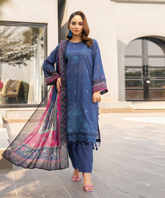 Women Printed Embroidered 3 Piece Suit - UDE199